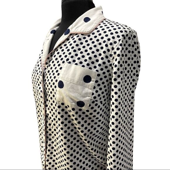 Boden Polka Dot Long Sleeve Flannel Pajama Top Sz XS - Picture 5 of 12